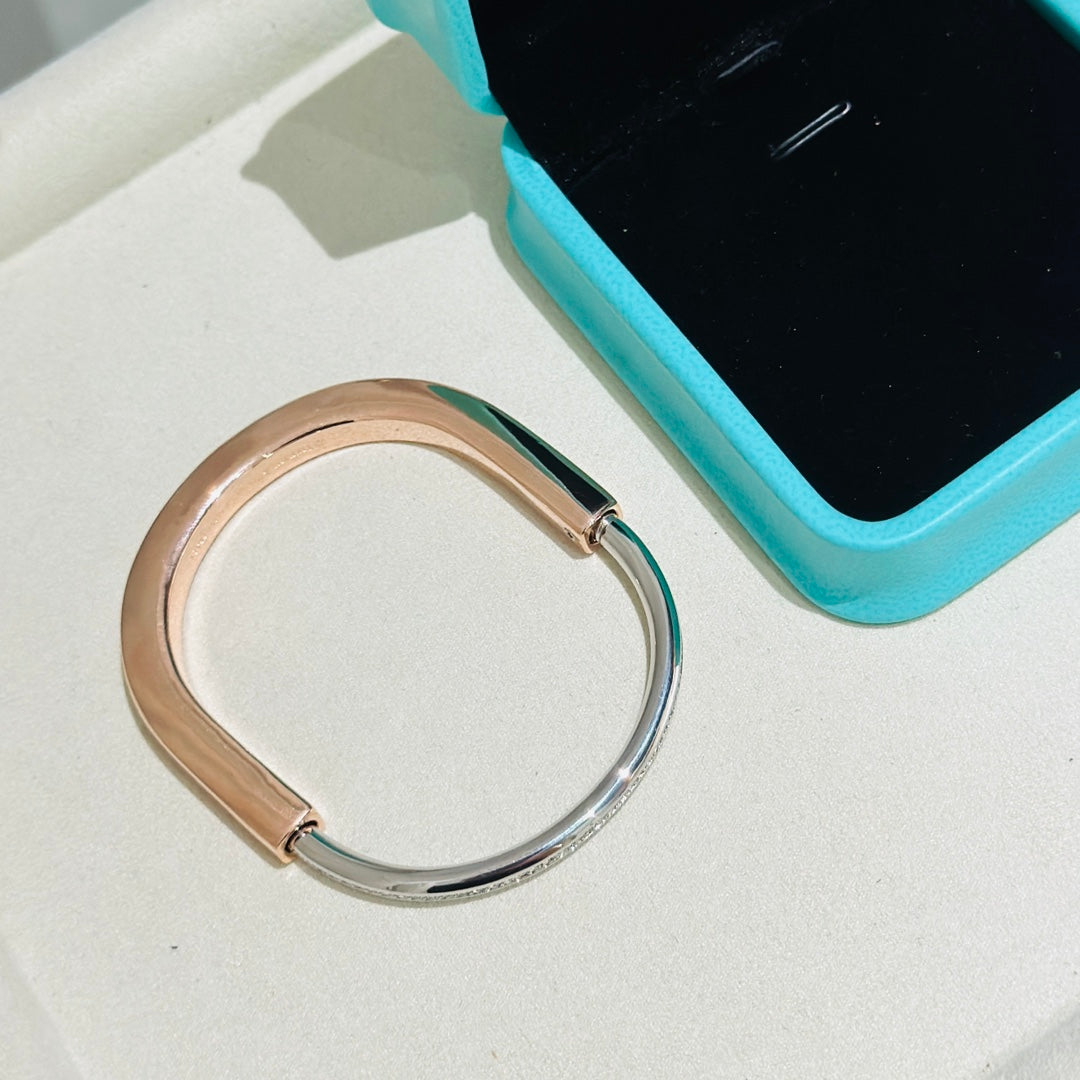 [Resenly Jewelry]LOCK PINK GOLD SILVER DIAMOND BRACELET