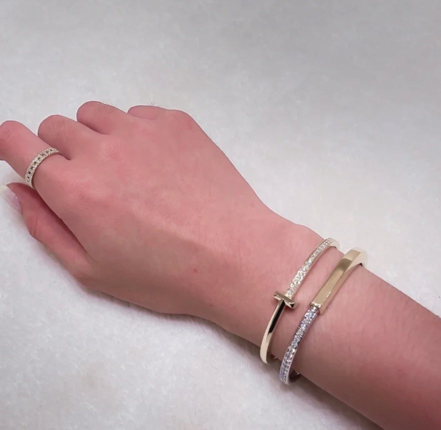 [Resenly Jewelry]LOCK PINK GOLD SILVER DIAMOND BRACELET