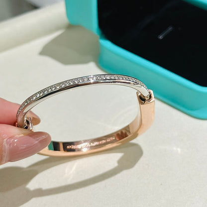 [Resenly Jewelry]LOCK PINK GOLD SILVER DIAMOND BRACELET