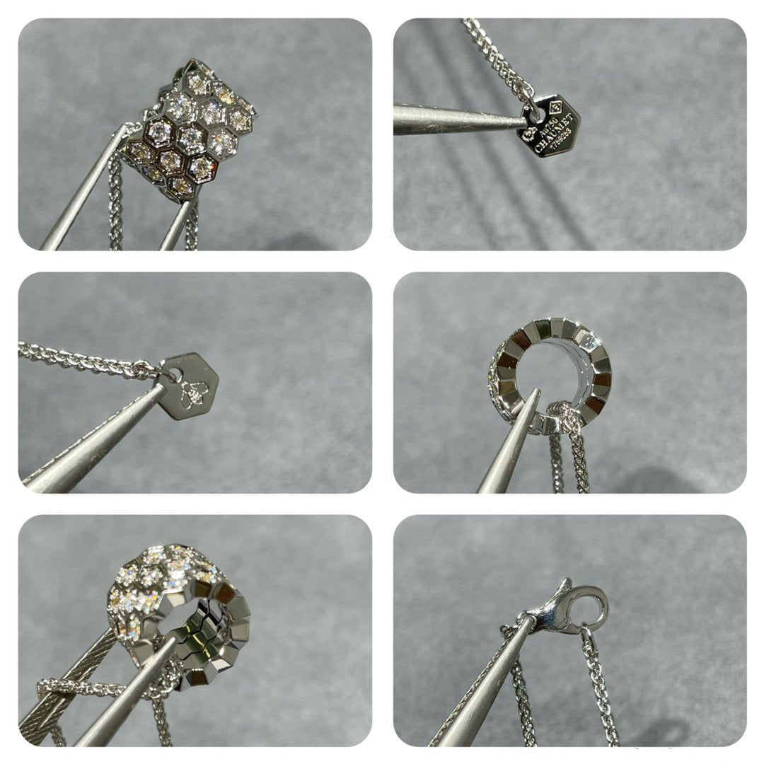 {"[Resenly Jewelry]BEE LOVE DIAMOND PAVED 3 ROW NECKLACE"}