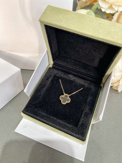 [Resenly Jewelry] クローバー ロッククリスタル ローズゴールド ネックレス