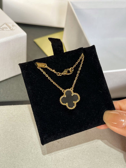 [Resenly Jewelry] クローバー ロッククリスタル ローズゴールド ネックレス