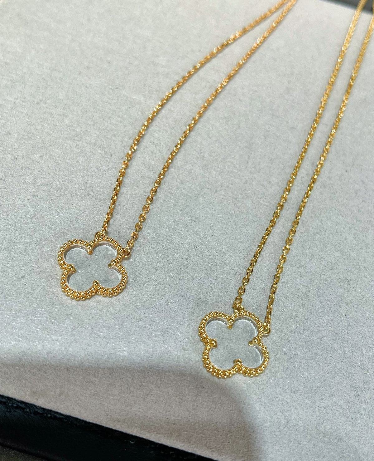 [Resenly Jewelry] クローバー ロッククリスタル ローズゴールド ネックレス