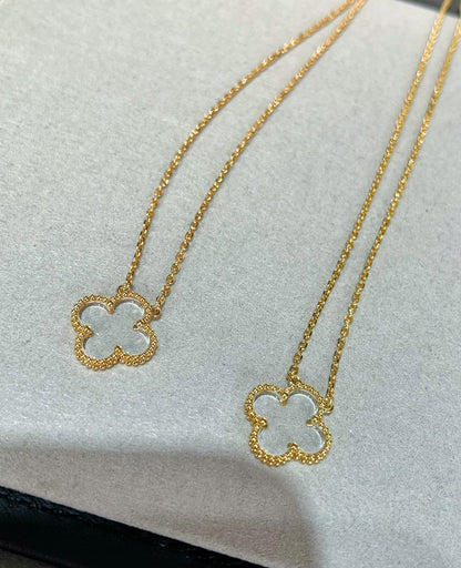 [Resenly Jewelry] クローバー ロッククリスタル ローズゴールド ネックレス