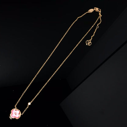 [Resenly Jewelry]COLOR BLOSSOM PINK MOP SUN GOLD NECKLACE