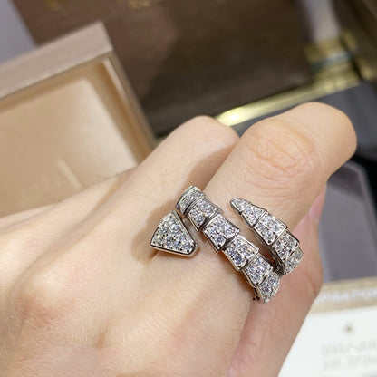 [Resenly Jewelry]SERPENTI DOUBLE RING SILVER DIAMOND PAVED