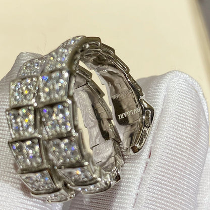 [Resenly Jewelry]SERPENTI DOUBLE RING SILVER DIAMOND PAVED