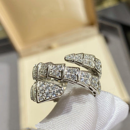 [Resenly Jewelry]SERPENTI DOUBLE RING SILVER DIAMOND PAVED