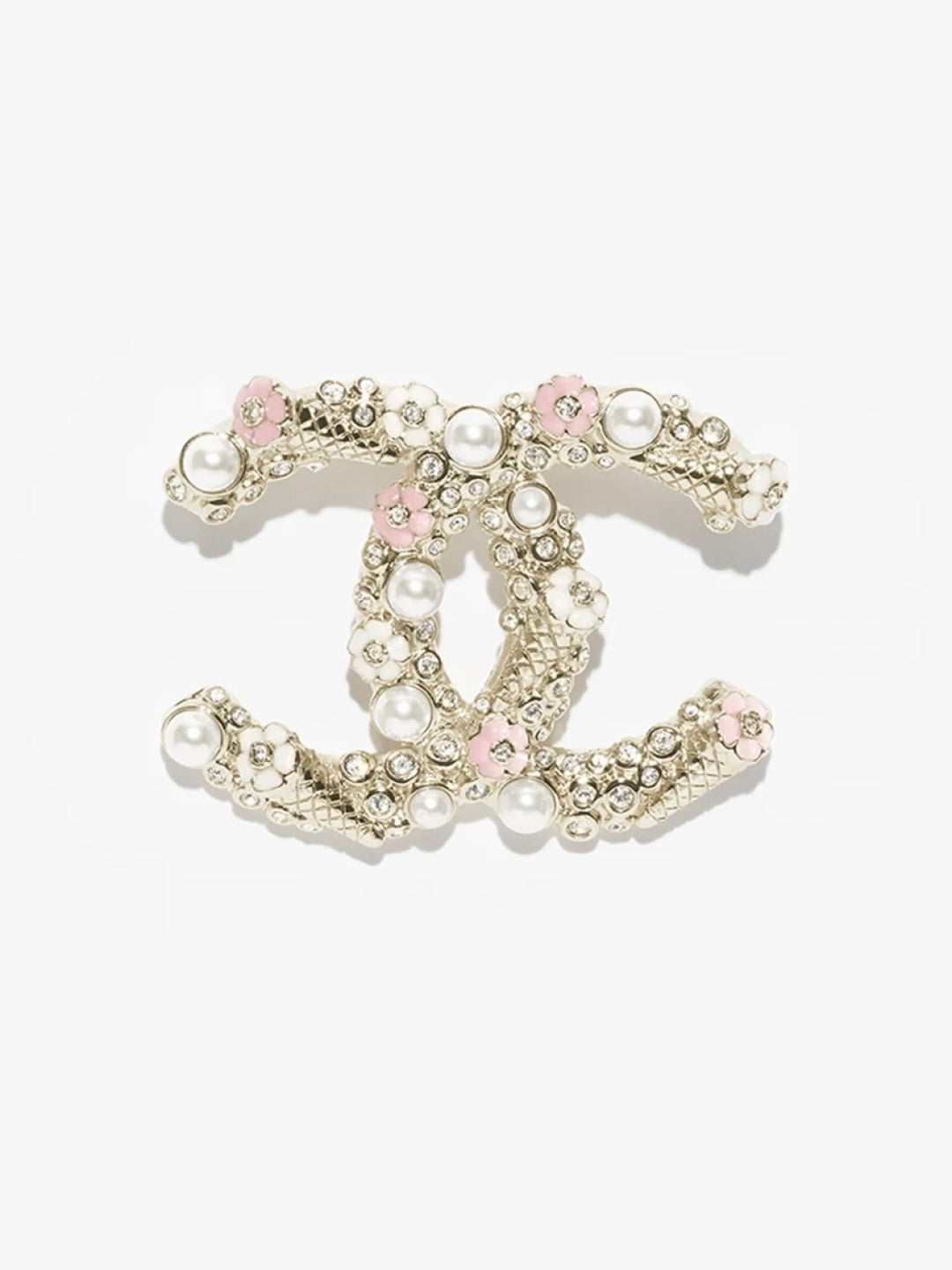 [Resenly Jewelry] 26C ピンク＆ホワイト エナメル アイスクリームコーン ダブルC ブローチ