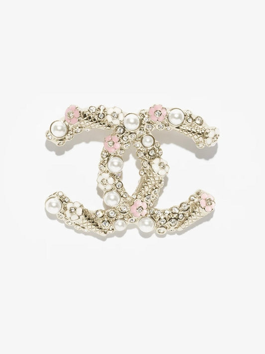 [Resenly Jewelry]26C Pink-White Enamel Ice Cream Cone Double C Brooch