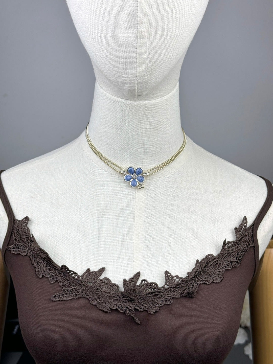 [Resenly Jewelry]New Blue Floral Double-Layer Necklace