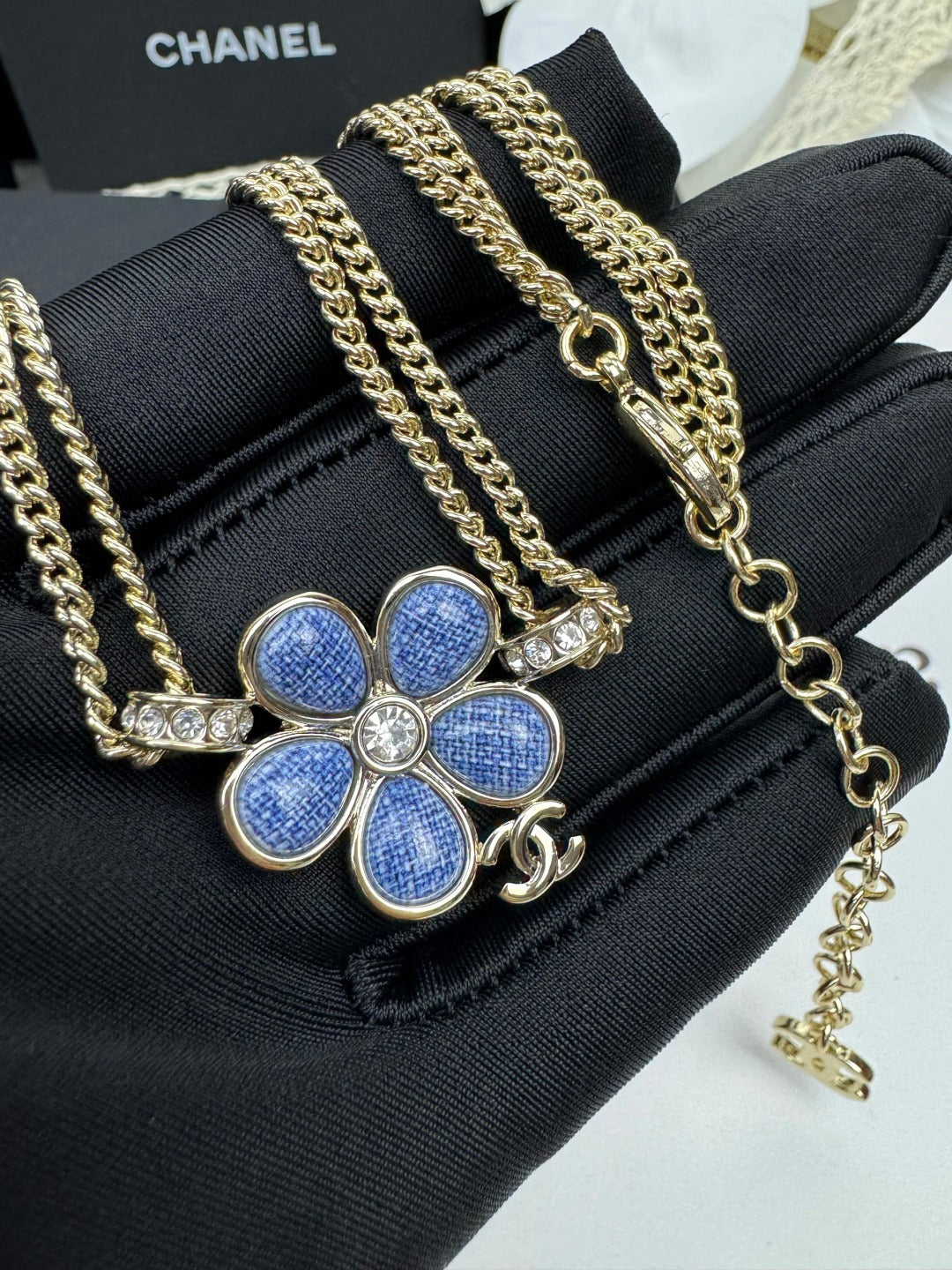 [Resenly Jewelry]New Blue Floral Double-Layer Necklace