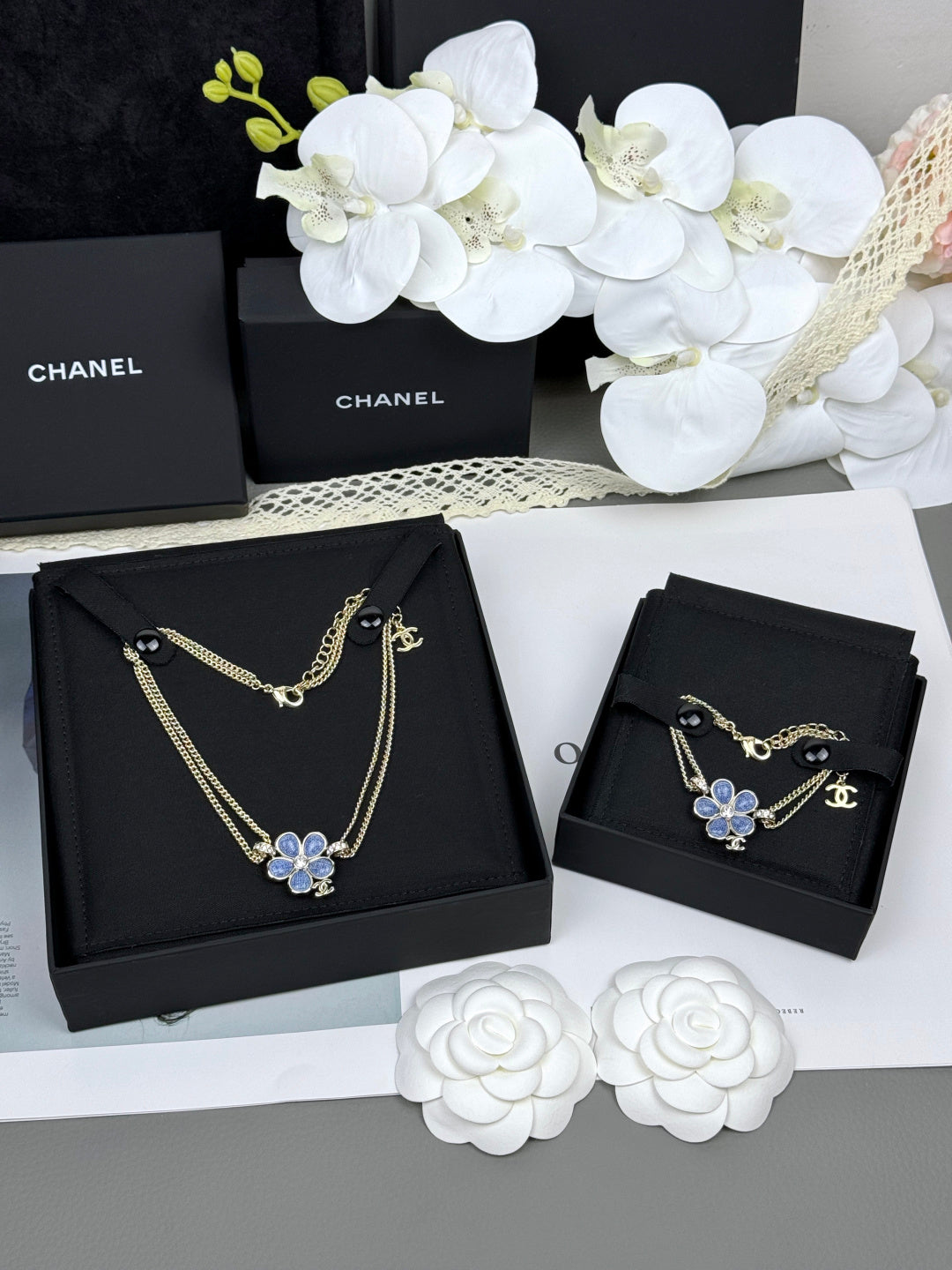 [Resenly Jewelry]VOLTE 新作 ブルーフローラル二連ブレスレット