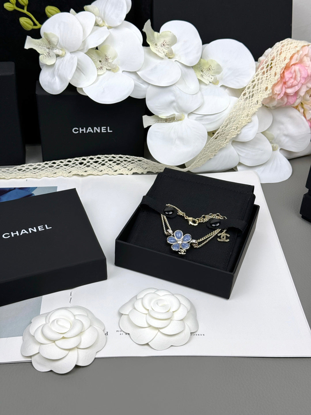 [Resenly Jewelry]VOLTE 新作 ブルーフローラル二連ブレスレット