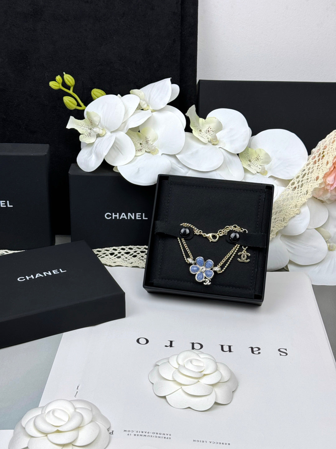 [Resenly Jewelry]VOLTE 新作 ブルーフローラル二連ブレスレット
