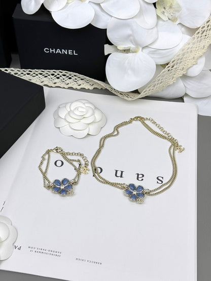 [Resenly Jewelry]VOLTE 新作 ブルーフローラル二連ブレスレット