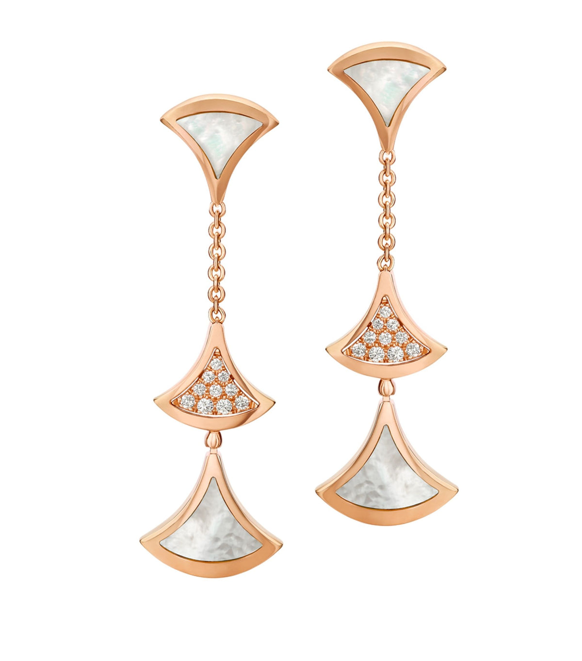[Resenly Jewelry]ドリーム イヤリング 3モチーフ ダイヤモンド マザーオブパール ピンクゴールド