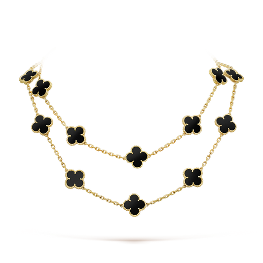 [Resenly Jewelry]CLOVER 20 MOTIFS ONYX NECKLACE