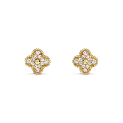 [Resenly Jewelry]CLOVER MEDIUM 1 MOTIFS FUll DIAMOND EARRINGS