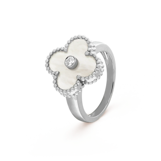 [Resenly Jewelry] クローバー シルバー MOP ダイヤモンド リング