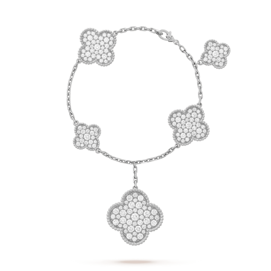 [Resenly Jewelry]CLOVER 6 MOTIFS SILVER DIAMOND BRACELET