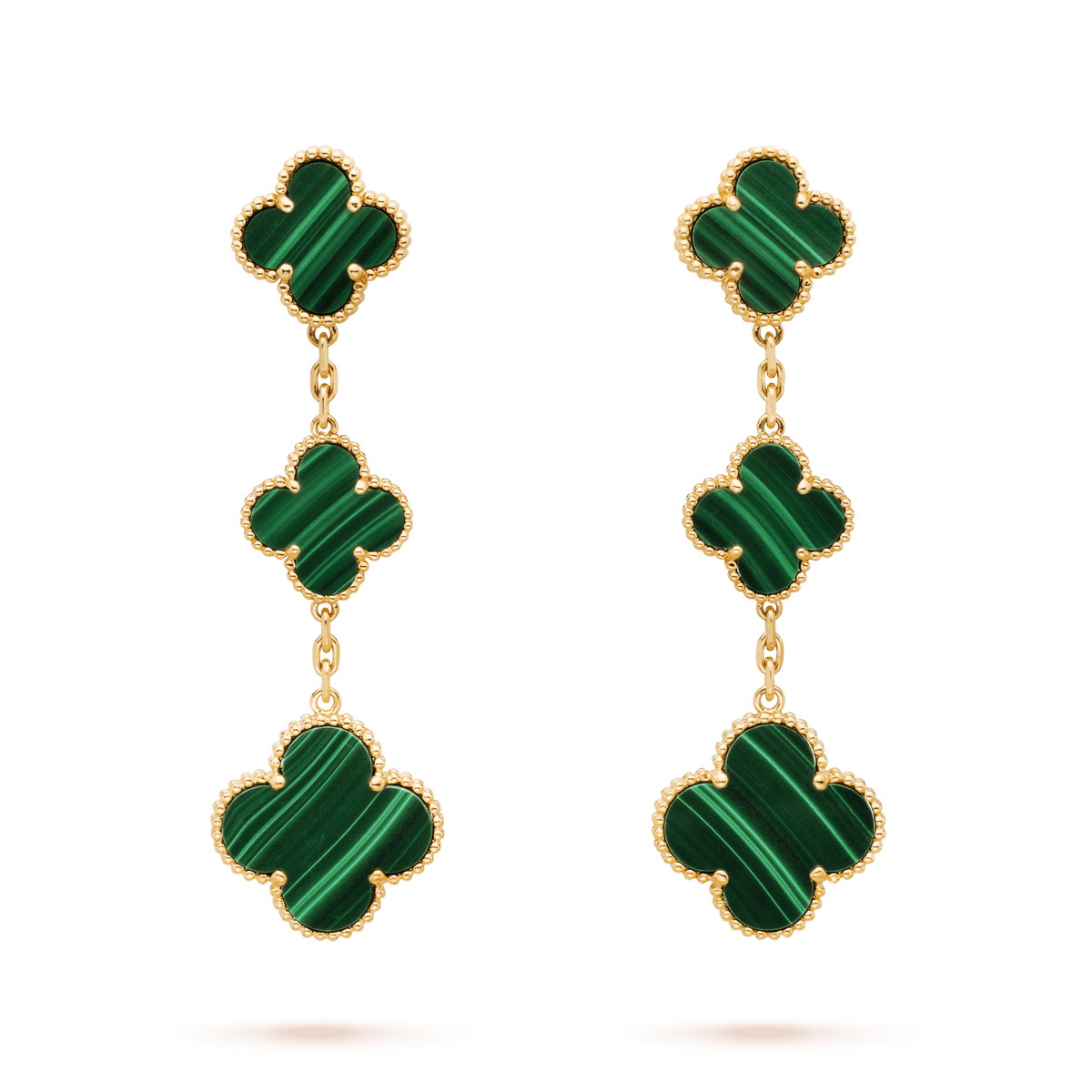 [Resenly Jewelry]クローバー マラカイト 3モチーフ ゴールド