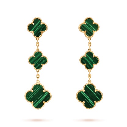 [Resenly Jewelry]クローバー マラカイト 3モチーフ ゴールド