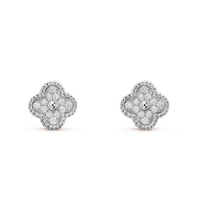[Resenly Jewelry] クローバー ミニ ダイヤモンド スタッドピアス