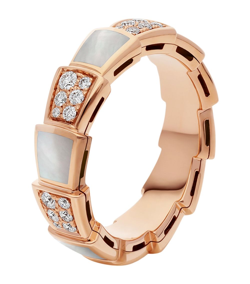 [Resenly Jewelry]セルペンティ リング ピンクゴールド マザー・オブ・パール ダイヤモンド パヴェ 4mm