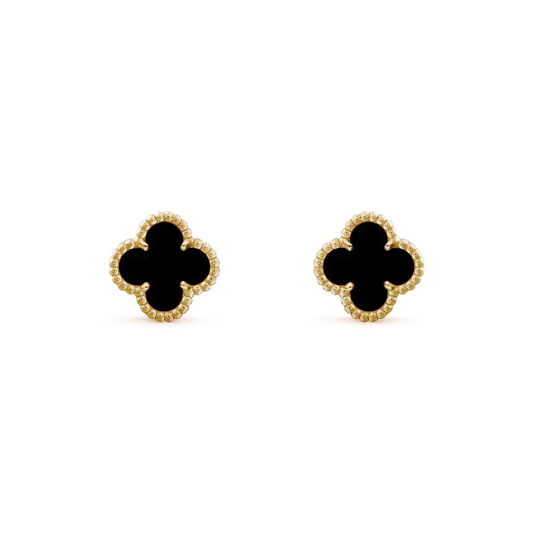 [Resenly Jewelry]CLOVER MINI 9.5MM BLACK MOP EARRINGS