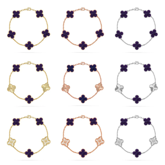 [Resenly Jewelry]CLOVER 5 MOTIF PURPLE STRIPES BRACELET COLLECTION