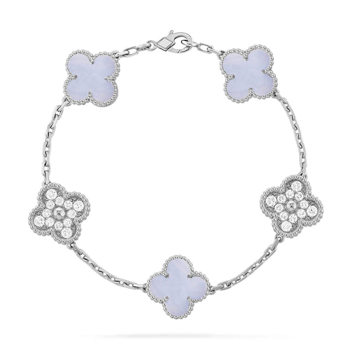 [Resenly Jewelry] クローバー 5モチーフ パープルカルセドニー ブレスレット コレクション