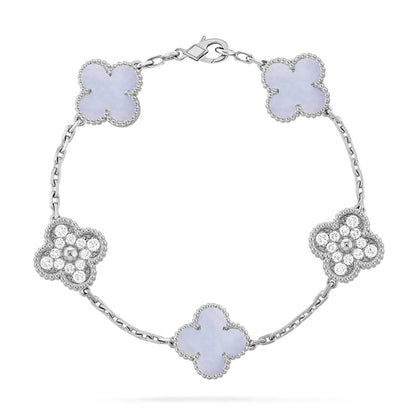 [Resenly Jewelry] クローバー 5モチーフ パープルカルセドニー ブレスレット コレクション