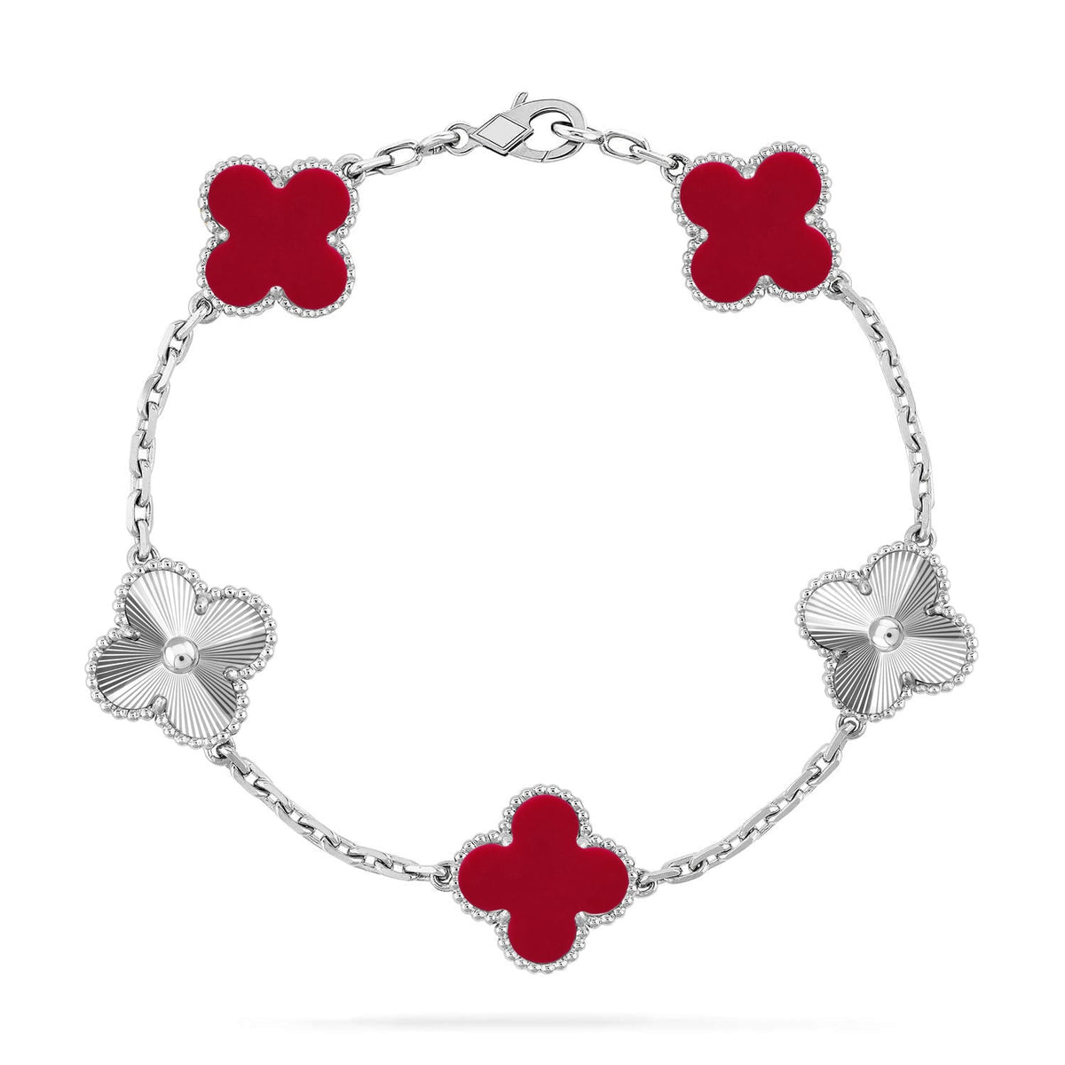 [Resenly Jewelry] CLOVER 5 MOTIF RED CORNELIAN BRACELET COLLECTION