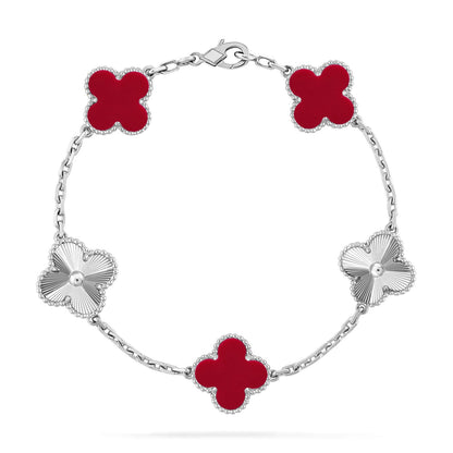 [Resenly Jewelry] CLOVER 5 MOTIF RED CORNELIAN BRACELET COLLECTION