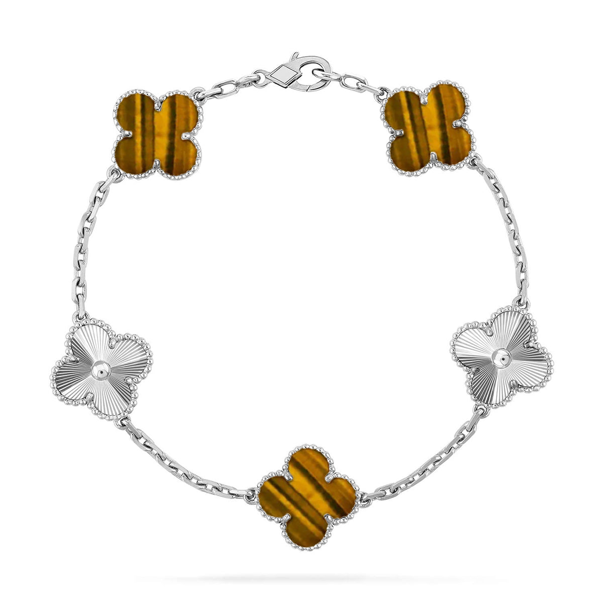 [Resenly Jewelry] クローバー 5モチーフ タイガーアイ ブレスレットコレクション