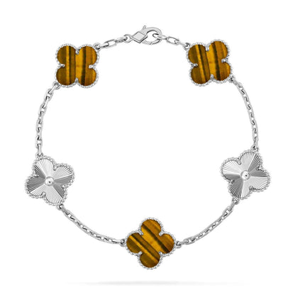 [Resenly Jewelry] クローバー 5モチーフ タイガーアイ ブレスレットコレクション