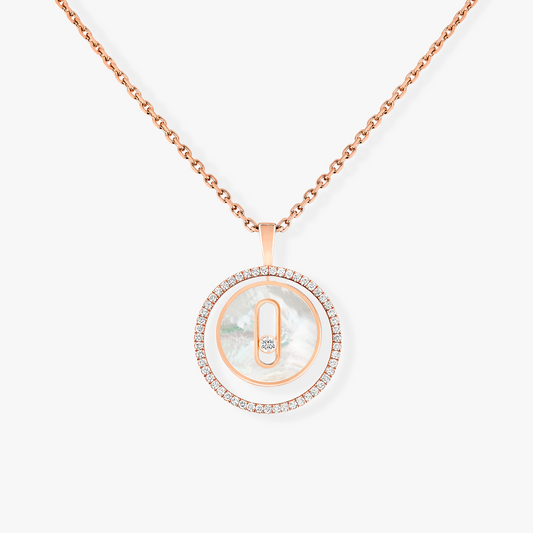 [Resenly Jewelry]LUCKY MOVE 1 DIAMOND WHITE MOTHER OF PEARL PINK GOLD DIAMOND NECKLACE