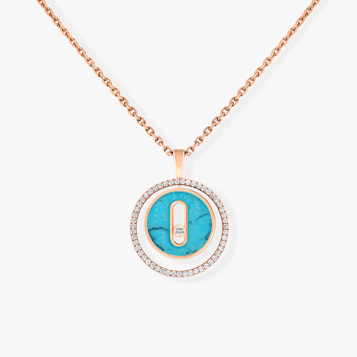 [Resenly Jewelry]LUCKY MOVE ダイヤモンド ターコイズ ピンクゴールド ダイヤモンド ネックレス