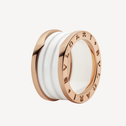 [Resenly Jewelry]ゼロワン 4バンド ループス ホワイトセラミック スパイラル ピンクゴールドリング