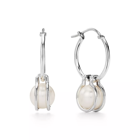 [Resenly Jewelry]パールフープシルバーピアス