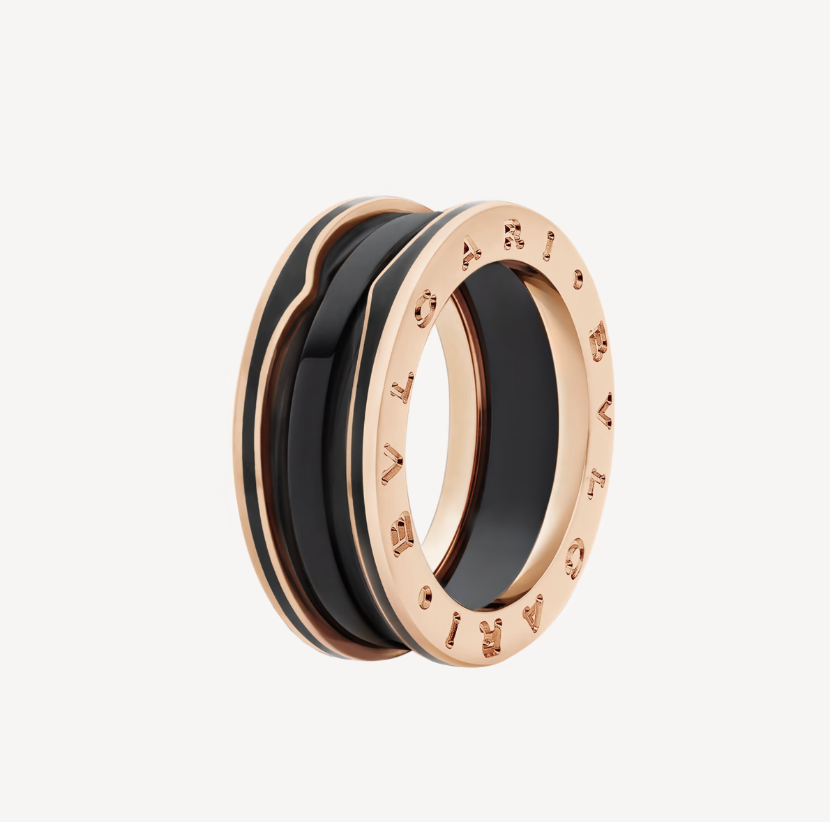 [Resenly Jewelry]ZERO 1 TWO-BAND WITH MATTE BLACK CERAMIC PINK GOLD RING
