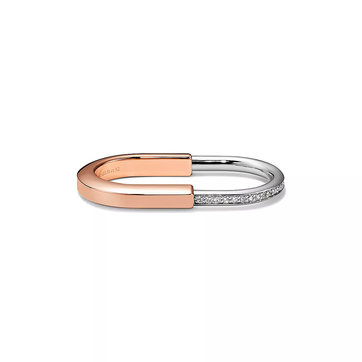 [Resenly Jewelry]LOCK RING TOW-FINGER ROSE AND WHITE GOLD DIAMONDS