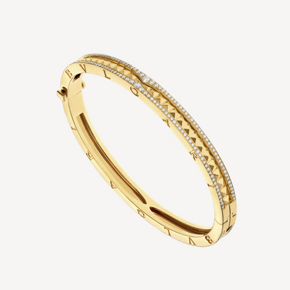 [Resenly Jewelry] ゼロワン スパイラル パヴェダイヤモンド ゴールドブレスレット