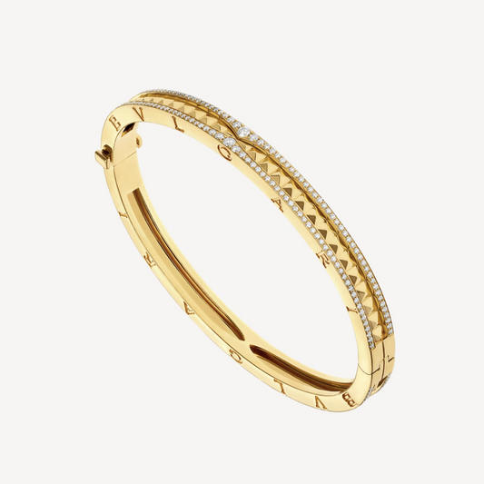 [Resenly Jewelry]ZERO 1 SPIRAL AND PAVED DIAMOND GOLD BRACELET