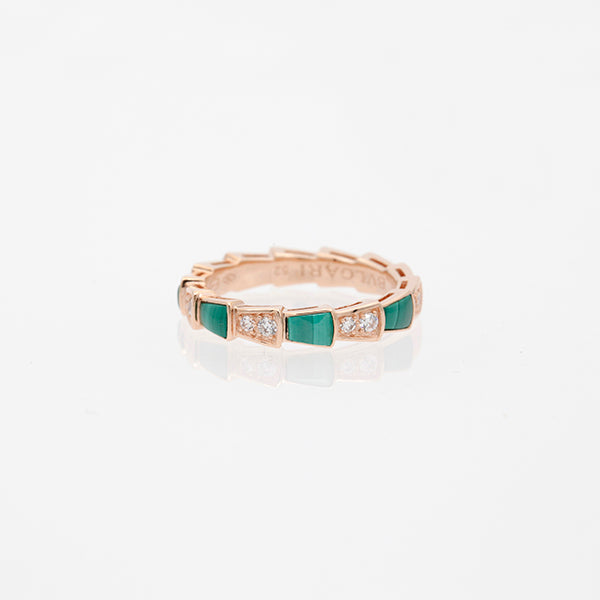 [Resenly Jewelry]SERPENTI RING PINK GOLD MALACHITE DIAMOND 3MM