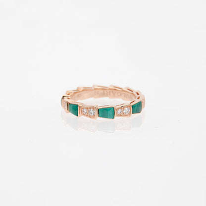 [Resenly Jewelry]SERPENTI RING PINK GOLD MALACHITE DIAMOND 3MM