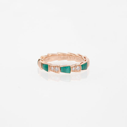 [Resenly Jewelry]セルペンティ リング ピンクゴールド マラカイト ダイヤモンド 3mm