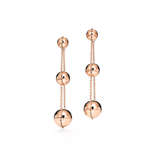 [Resenly Jewelry] トリプルドロップ ピンクゴールドピアス