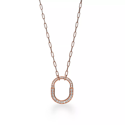 [Resenly Jewelry] ロックネックレス ミディアムペンダント ピンクゴールド パヴェダイヤモンド
